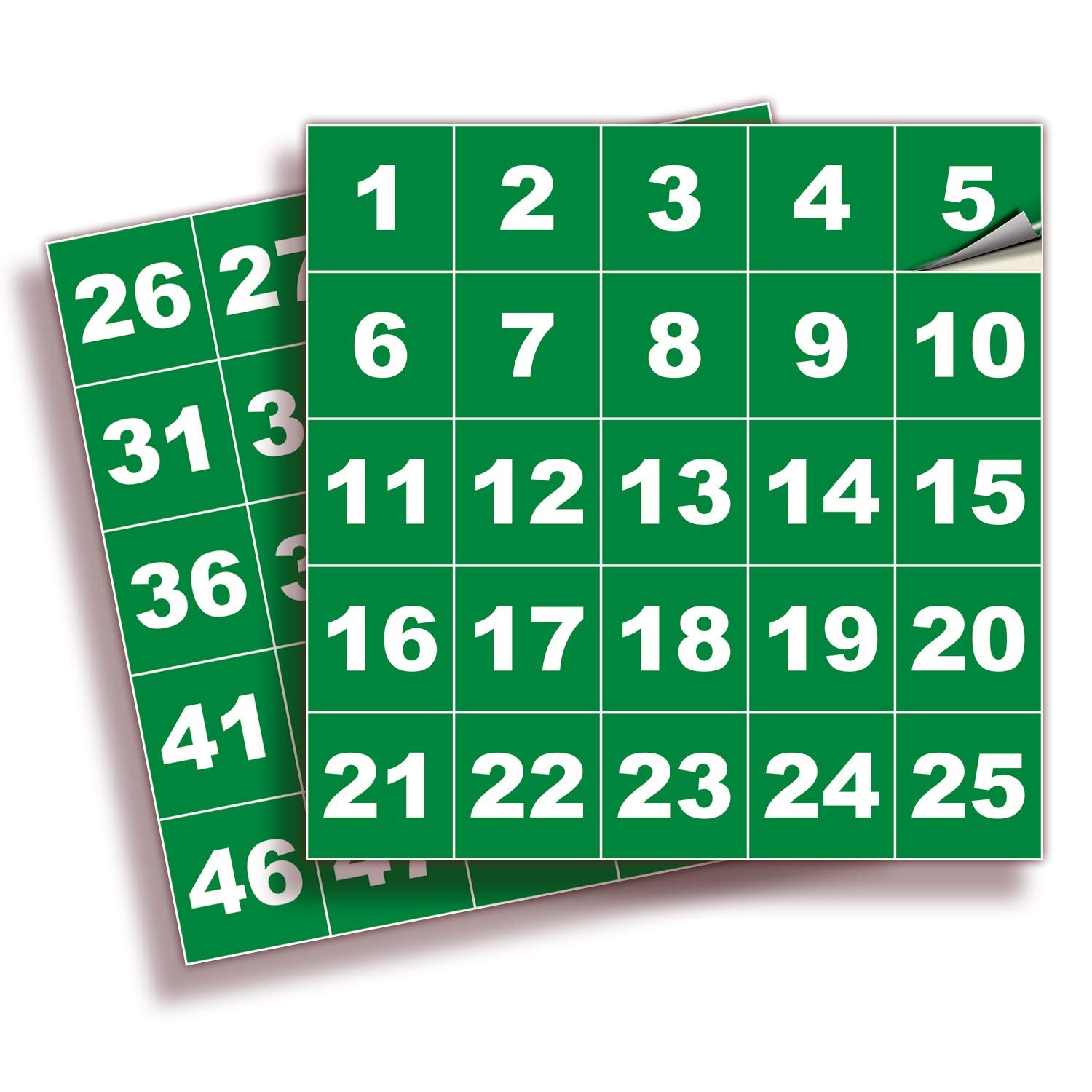 Square Consecutive Number Stickers - 1 to 50