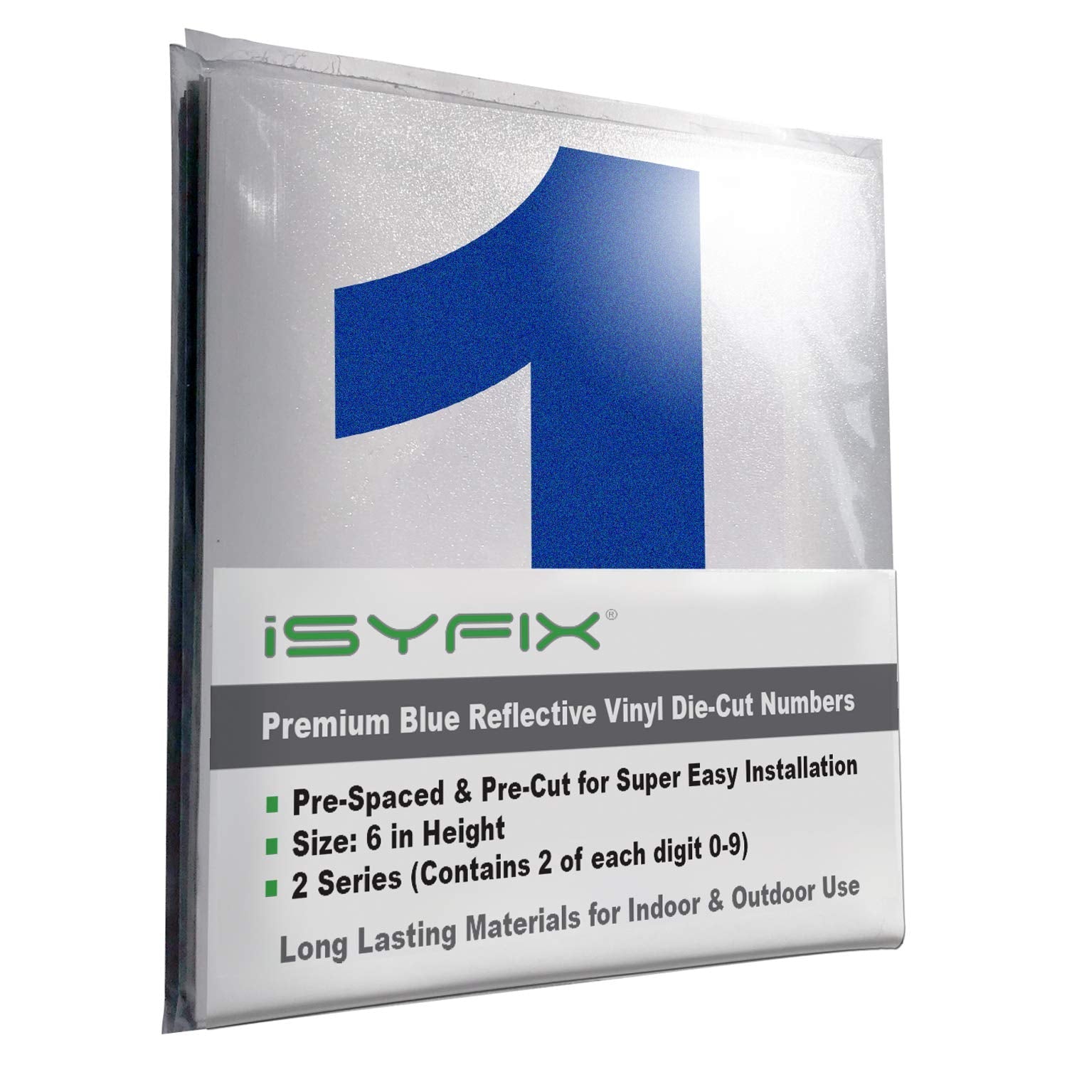 iSYFIX vinyl number stickers – Reflective Blue