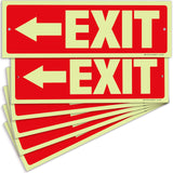 Glow in the dark exit sign with arrows — plastic, left arrow, 12 x 4 inch