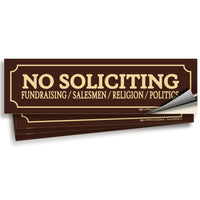 No Soliciting Signs – Vinyl Stickers, 4-Pack, 7 x 2 in, 3 Colors