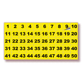Square Consecutive Number Stickers 1–50 – Vinyl Labels, 7 Colors