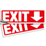 Exit sign with directional arrows — adhesive vinyl, down arrow, 12 x 4 inch
