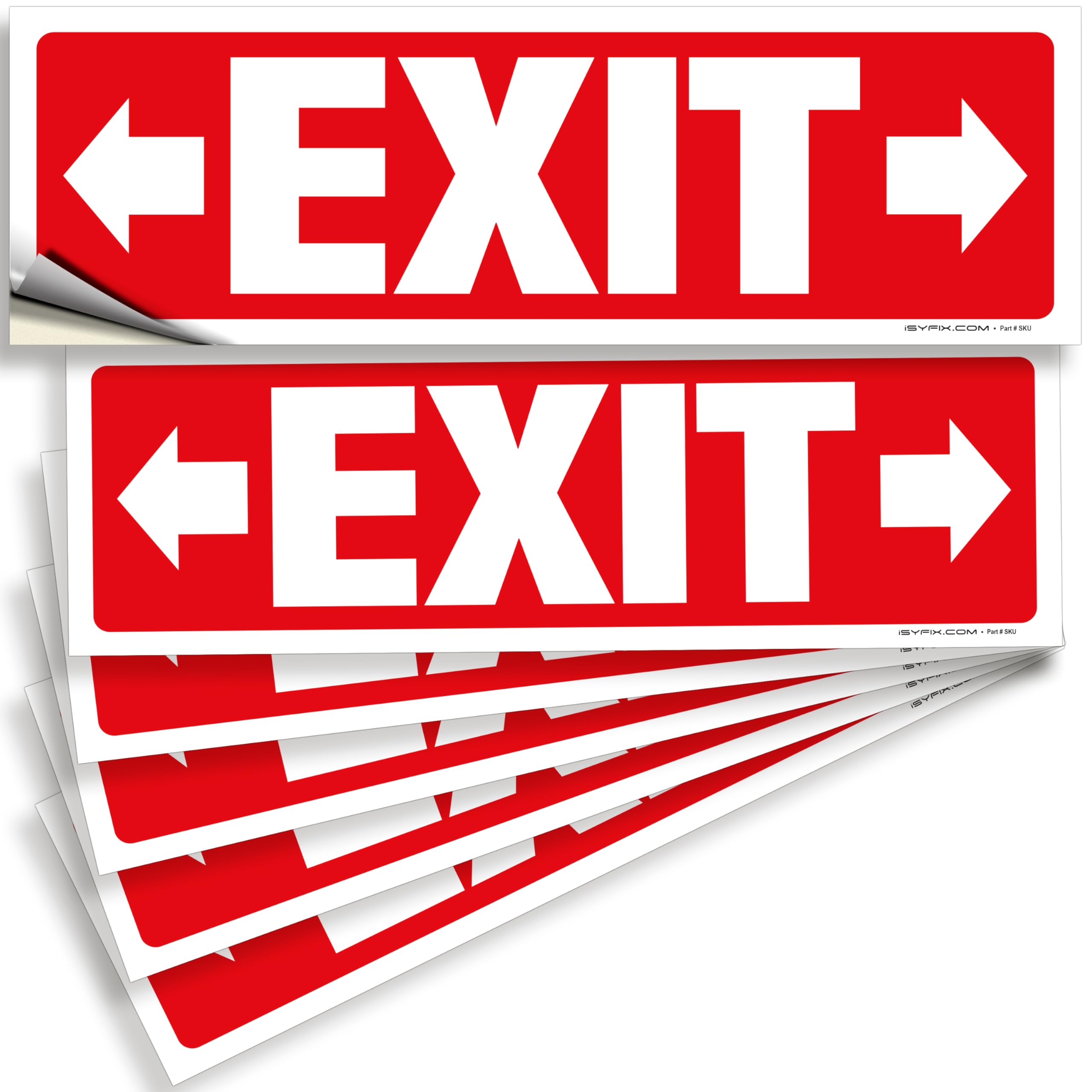 Exit sign with directional arrows — adhesive vinyl, right & left, 12 x 4 inch