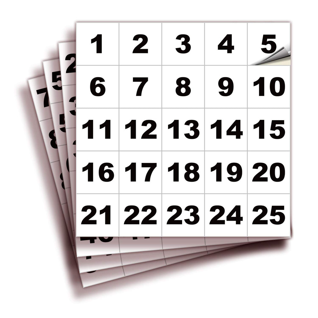 Square Consecutive Number Stickers - 1 to 100