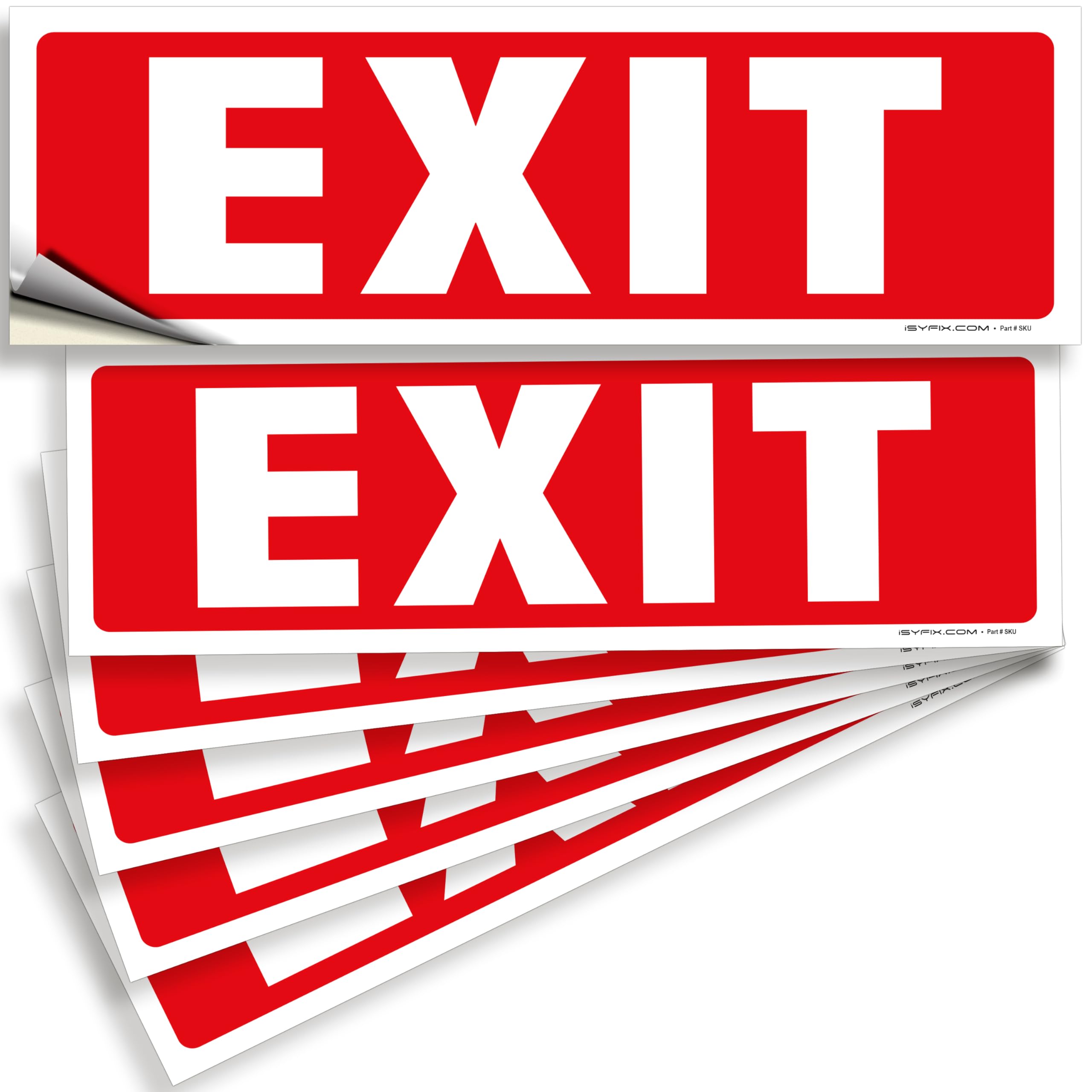 Exit sign with directional arrows — adhesive vinyl, standard, 12 x 4 inch