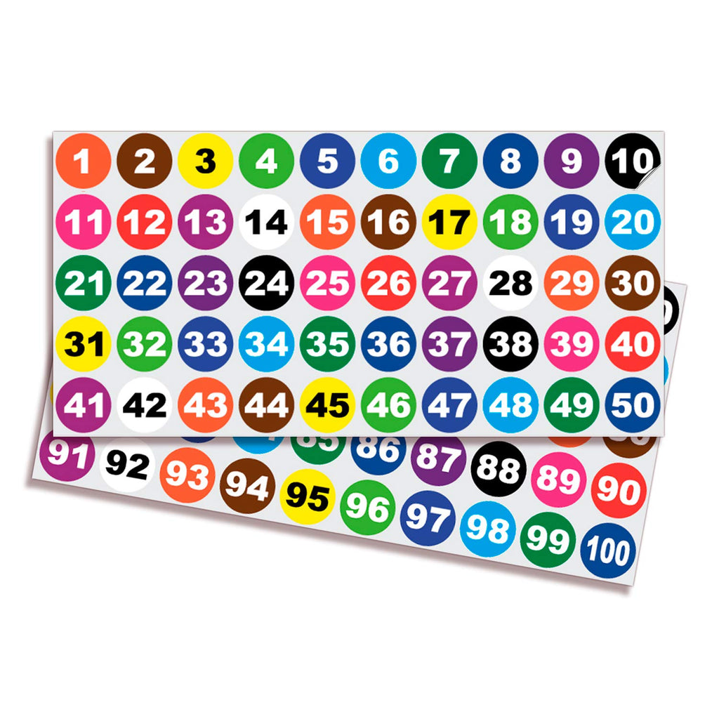 Consecutive Number Stickers - 1 to 100