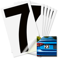 Number 7 black on white background, 5 inch vinyl sticker
