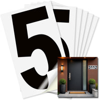 Number 5 black on white background, 6 inch vinyl sticker