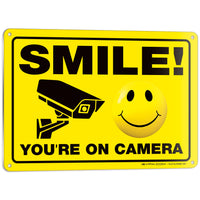 Smile You're on Camera Sign – Aluminum, Vinyl & Plastic
