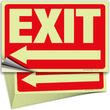 Glow in the Dark Exit Signs – Red, Arrow Options, 10 x 7 in