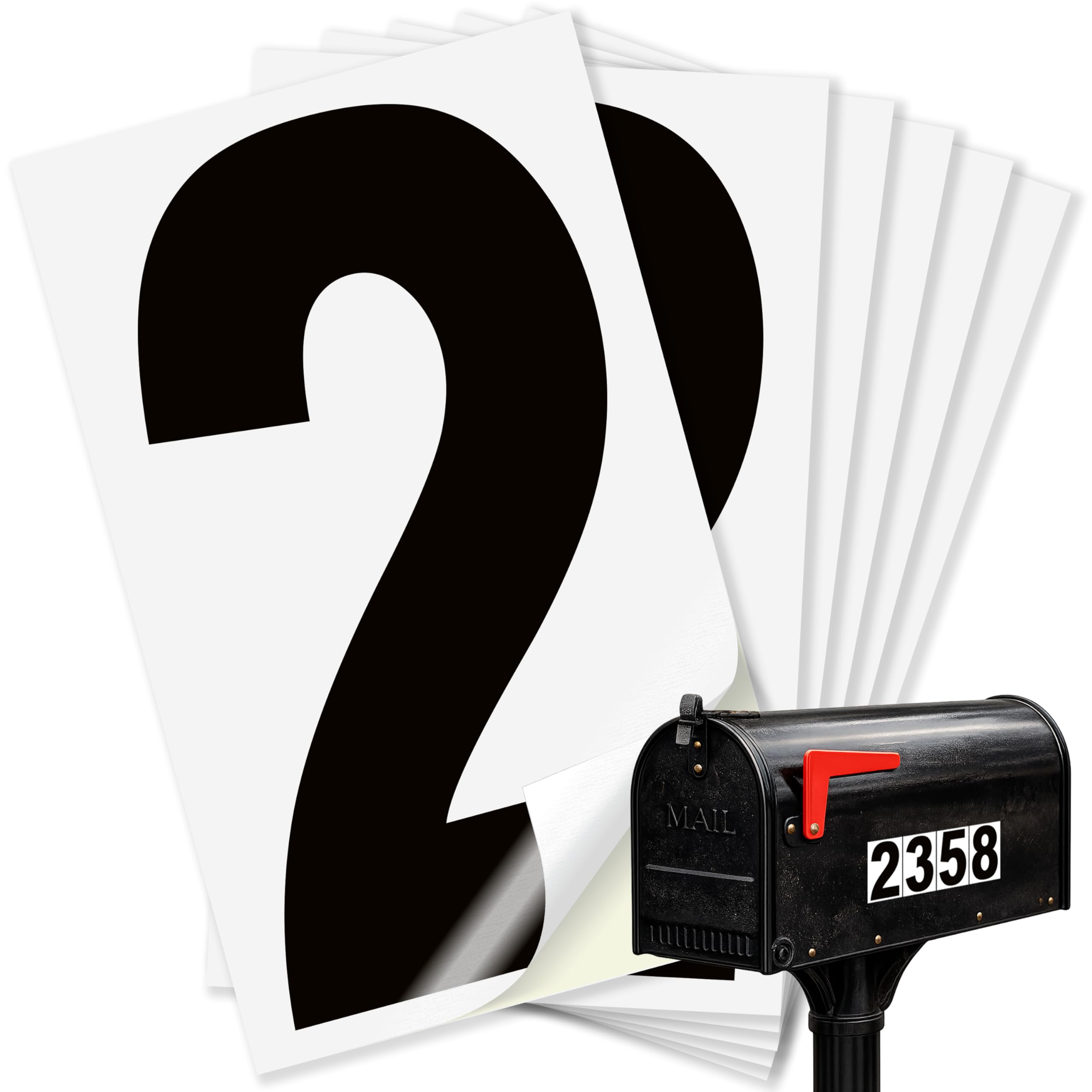 Number 2 black on white background, 2 inch vinyl sticker