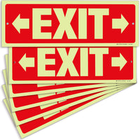 Glow in the dark exit sign with arrows — plastic, right & left, 12 x 4 inch