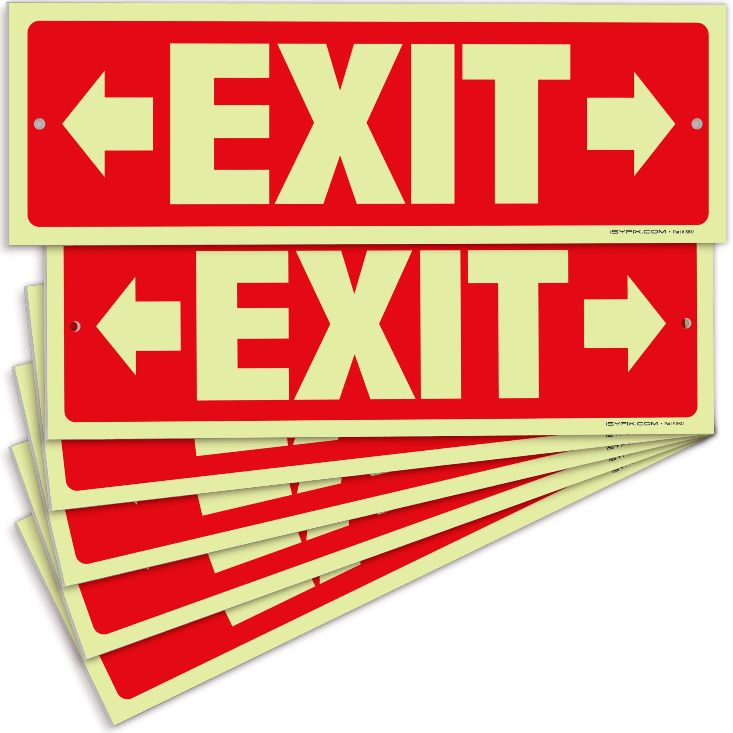 Glow in the dark exit sign with arrows — plastic, right & left, 12 x 4 inch