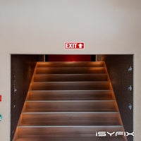 Exit sign with directional arrows — adhesive vinyl, up arrow, 12 x 4 inch