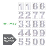 iSYFIX vinyl number stickers – Silver Brushed