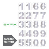 iSYFIX vinyl number stickers – Silver Brushed