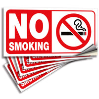 No Smoking Stickers – 4 x 2 in Vinyl, 6-Pack, Color & Mounting Options