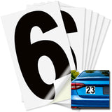 Number 6 black on white background, 5 inch vinyl sticker