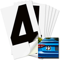 Number 4 black on white background, 5 inch vinyl sticker