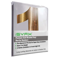 iSYFIX vinyl number stickers – Gold Brushed