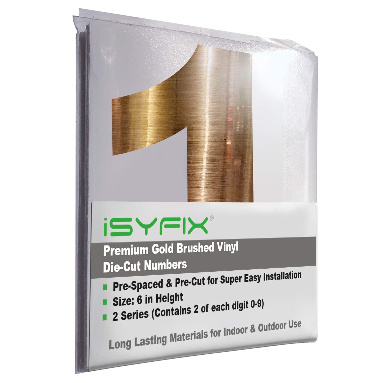 iSYFIX vinyl number stickers – Gold Brushed