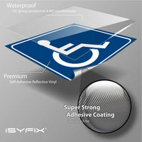 Reflective handicap wheelchair decal detail