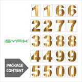 iSYFIX vinyl number stickers – Gold Chrome