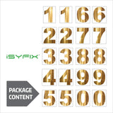 iSYFIX vinyl number stickers – Gold Chrome
