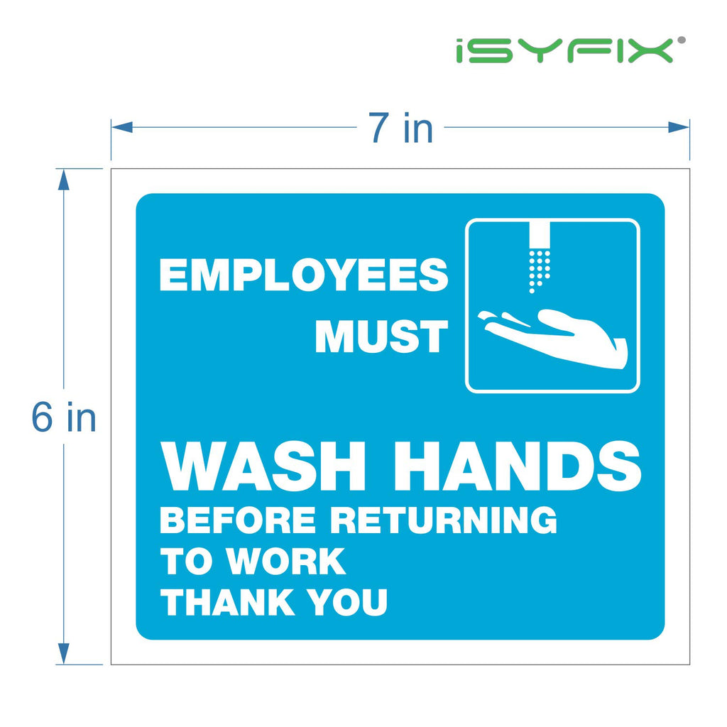 Employees Must Wash Hands Signs Stickers