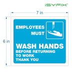 Employees Must Wash Hands Signs Stickers