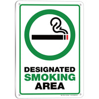 Designated Smoking Area aluminum sign, style D (green & black, framed), 7 x 10 in