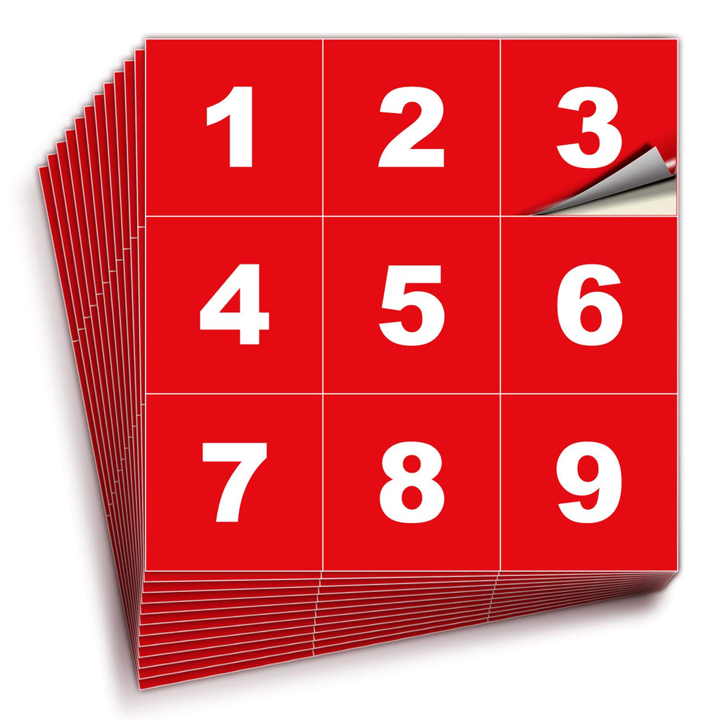 Square Consecutive Number Stickers - 1 to 100