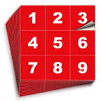 Square Consecutive Number Stickers - 1 to 100