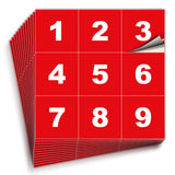 Square Consecutive Number Stickers 1–100 – Vinyl Labels, 7 Colors