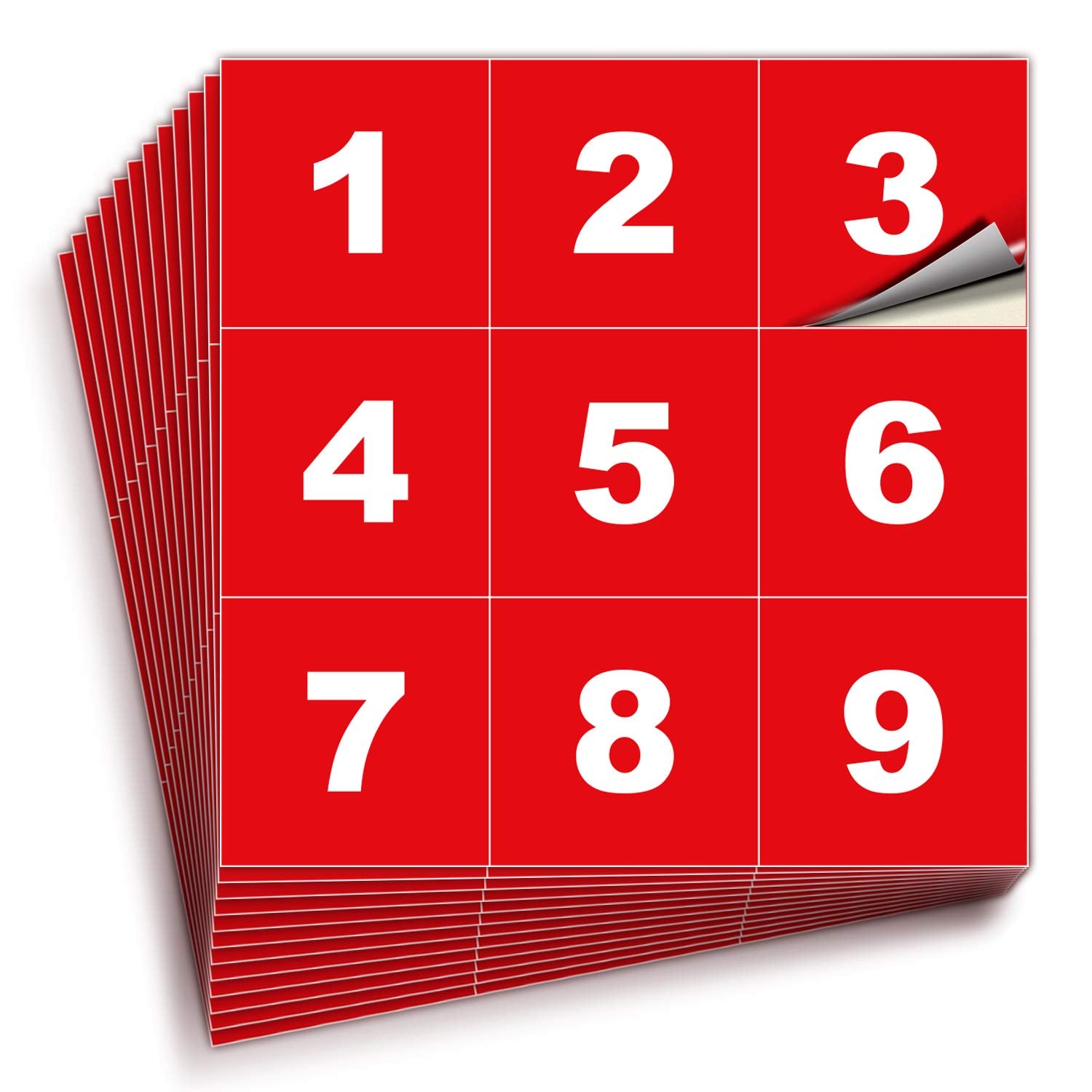 Square Consecutive Number Stickers - 1 to 100