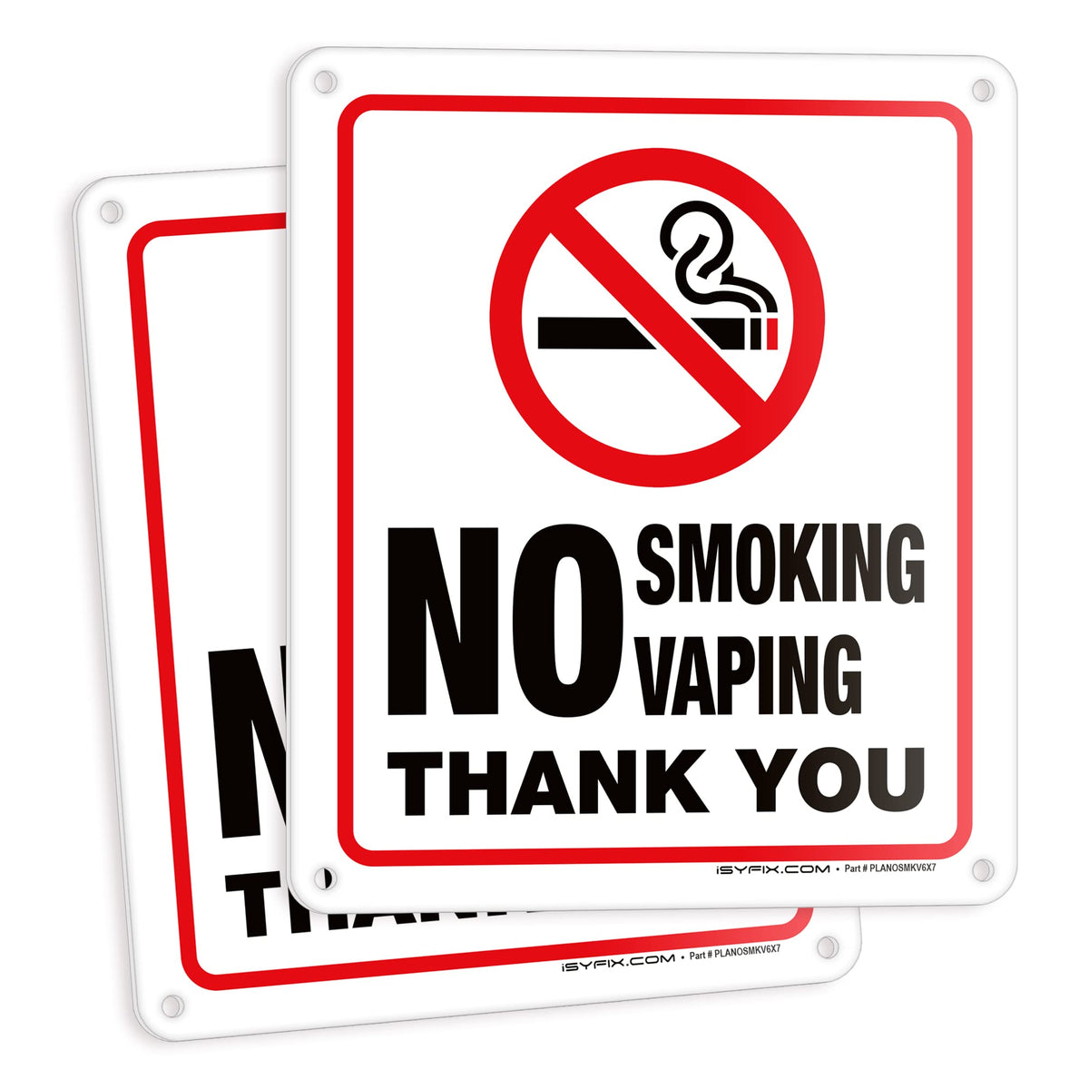 No Smoking No Vaping Sign – Aluminum, Vinyl & Plastic, 3 Sizes