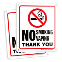 No Smoking No Vaping Sign – Aluminum, Vinyl & Plastic, 3 Sizes