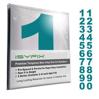 iSYFIX vinyl number stickers – Turquoise Blue