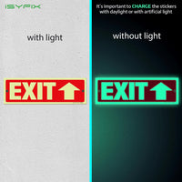 Glow in the dark exit sign with arrows — plastic, up arrow, 12 x 4 inch
