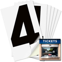 Number 4 black on white background, 4 inch vinyl sticker