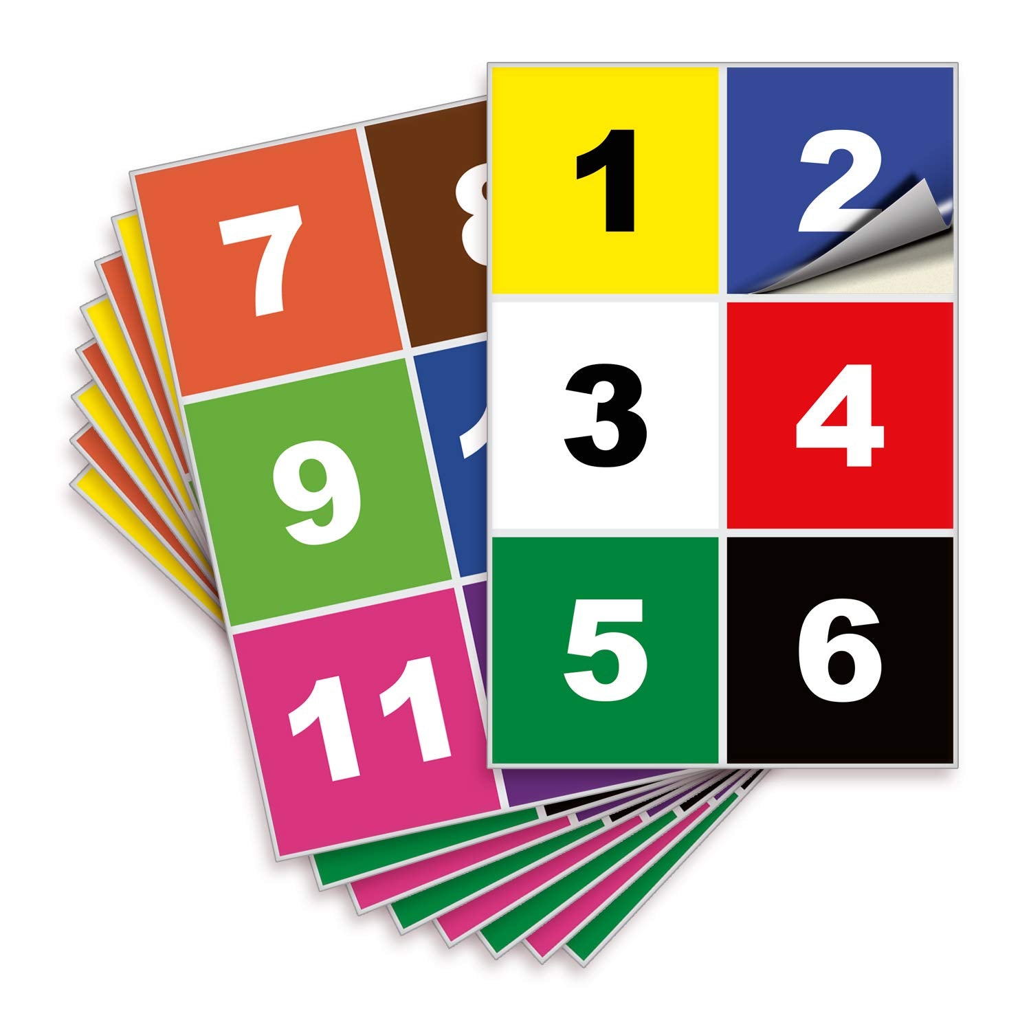 Square Consecutive Number Stickers - 1 to 50