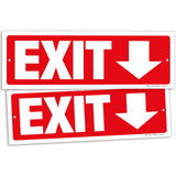 Exit sign with directional arrows — plastic, down arrow, 12 x 4 inch