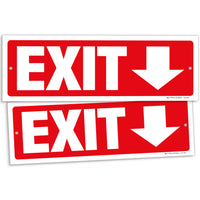 Exit sign with directional arrows — plastic, down arrow, 12 x 4 inch