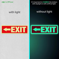 Glow in the dark exit sign with arrows — aluminum, left arrow, 12 x 4 inch