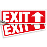 Exit sign with directional arrows — adhesive vinyl, up arrow, 12 x 4 inch