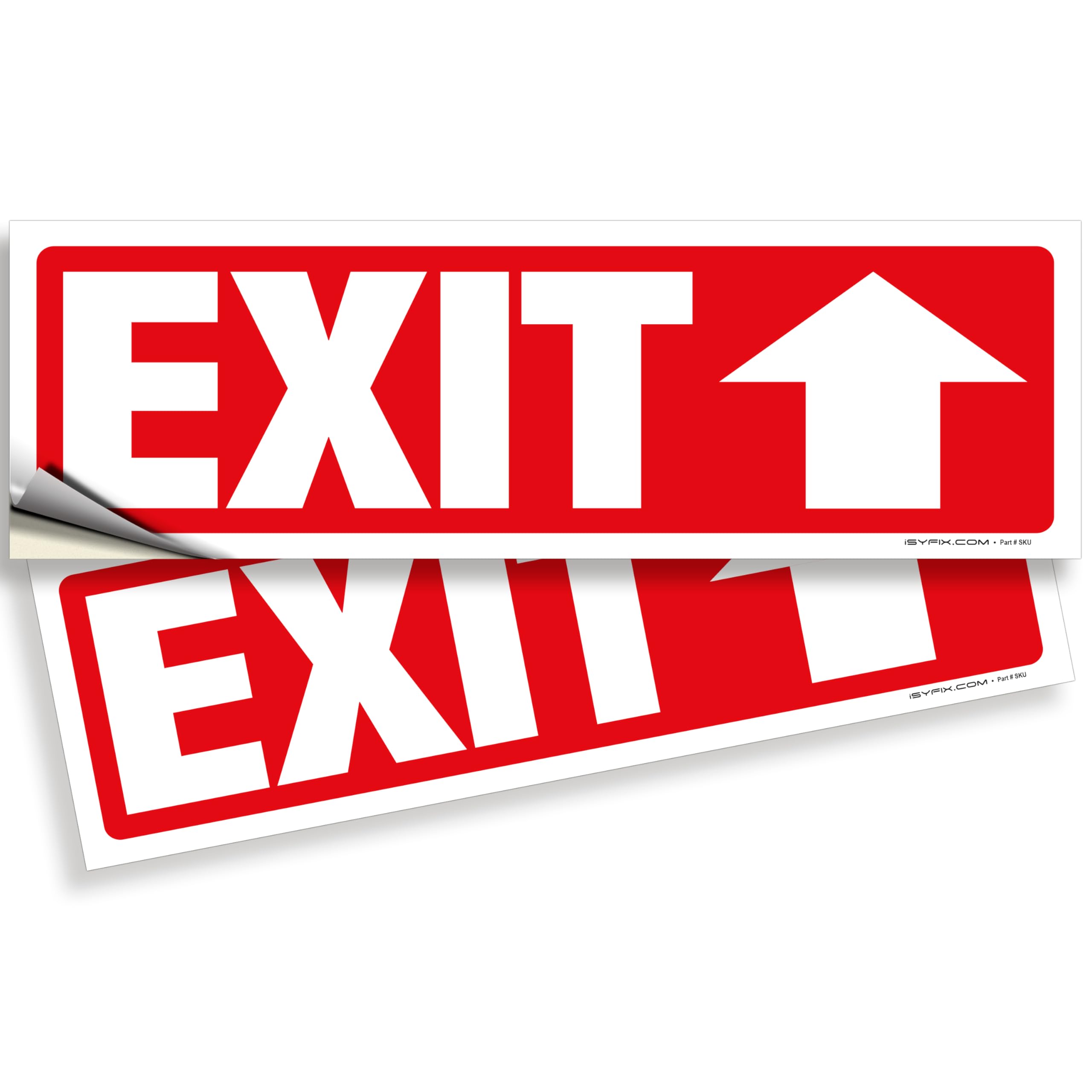 Exit sign with directional arrows — adhesive vinyl, up arrow, 12 x 4 inch