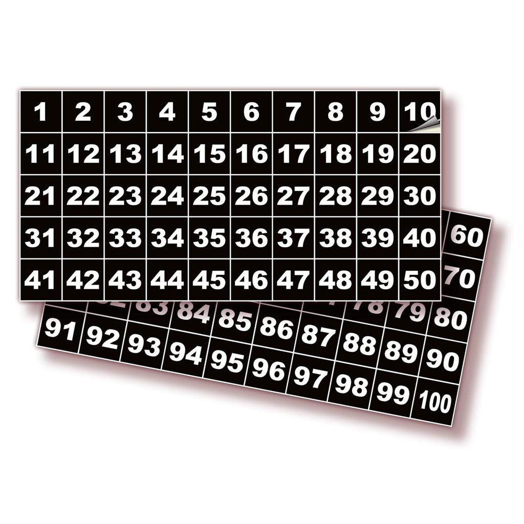 Square Consecutive Number Stickers - 1 to 100
