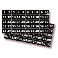 Square Consecutive Number Stickers 1–100 – Vinyl Labels, 7 Colors
