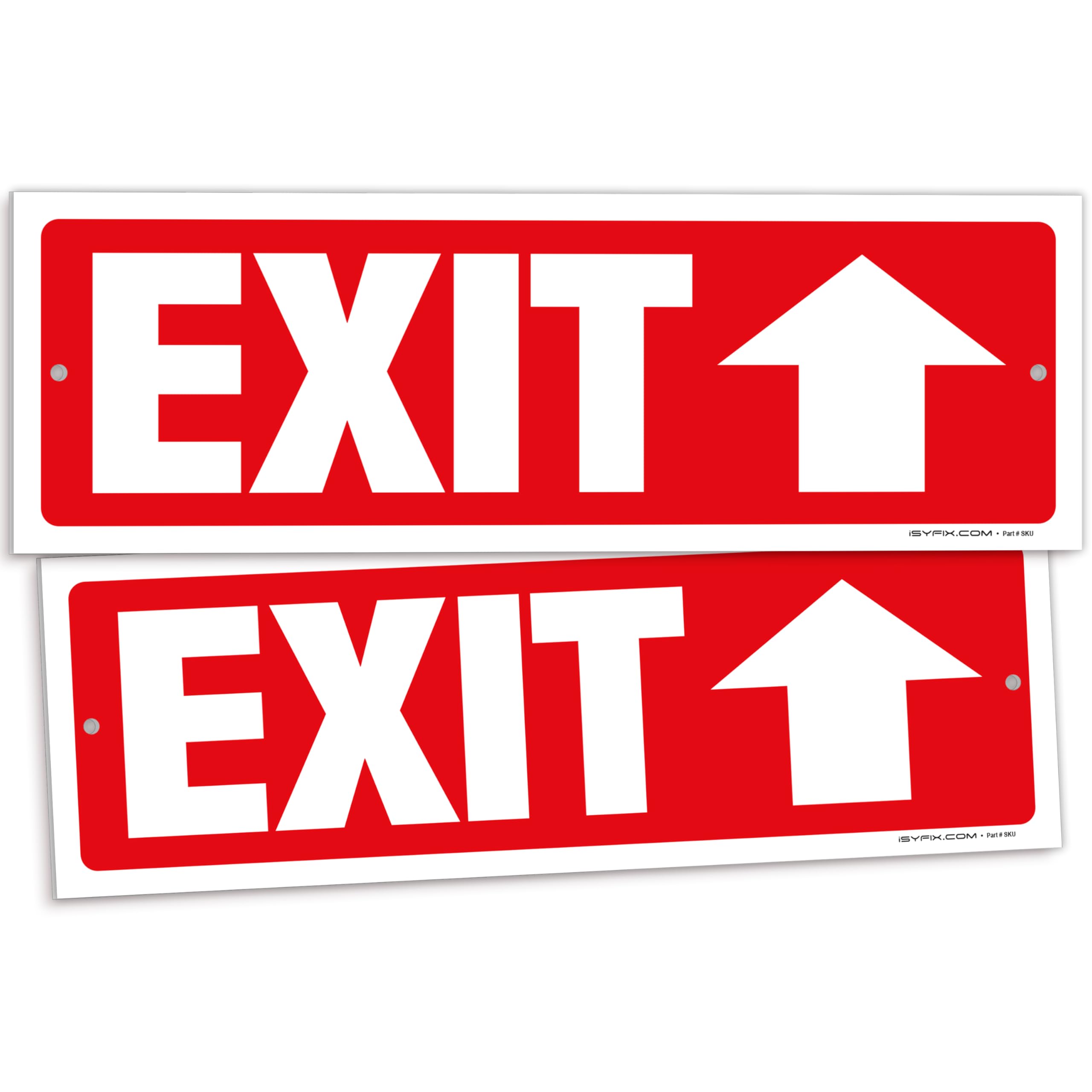 Exit sign with directional arrows — plastic, up arrow, 12 x 4 inch
