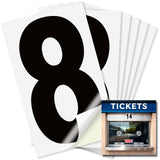 Number 8 black on white background, 4 inch vinyl sticker